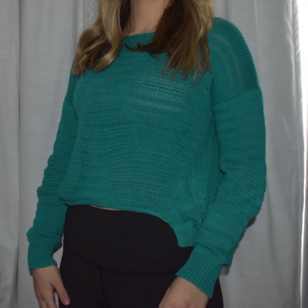 Teal Retro Cropped Sweater